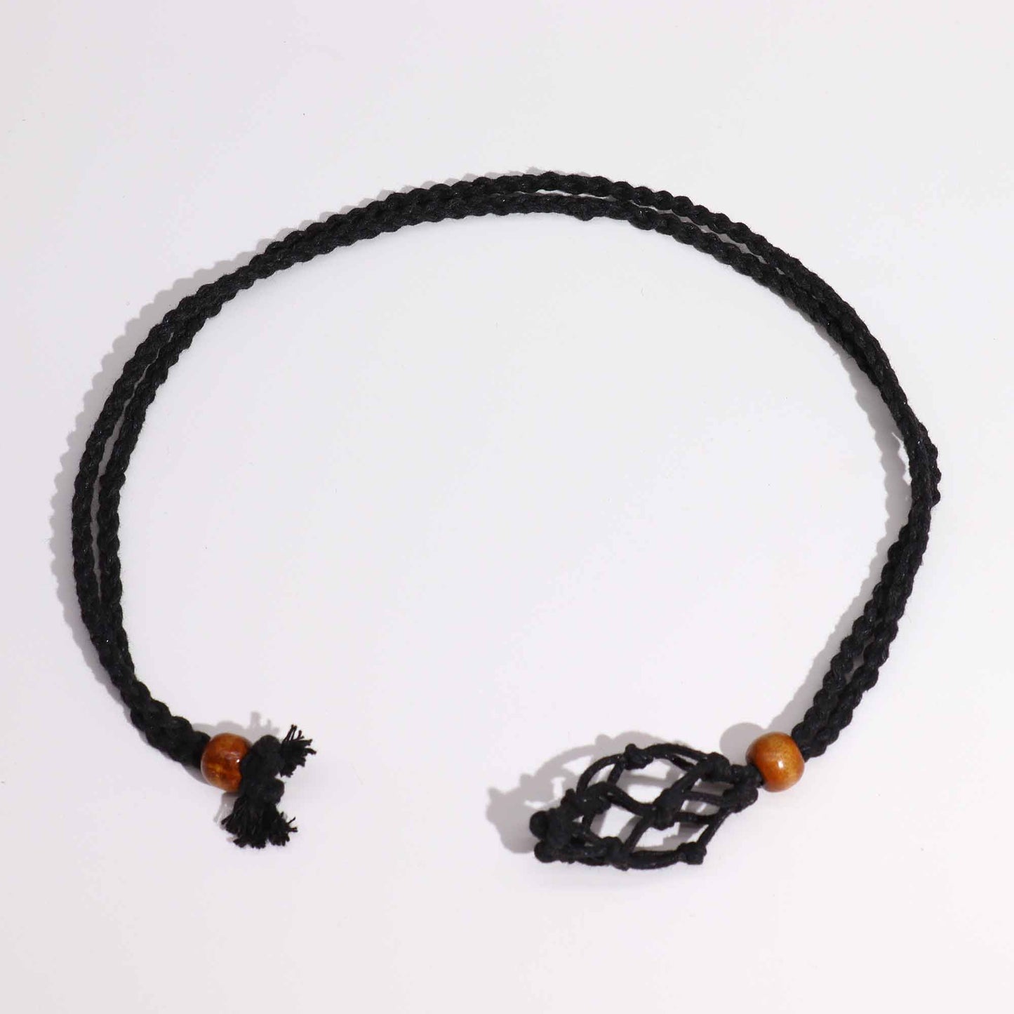 Edelsteen Ketting Macrame - Zwart