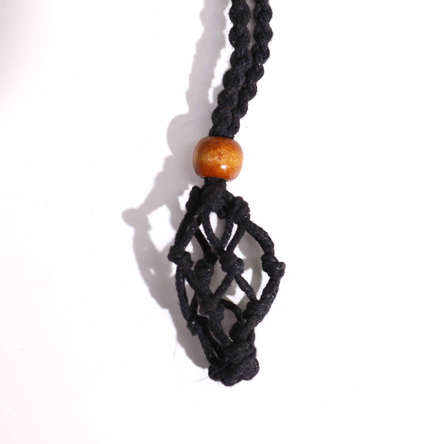 Edelsteen Ketting Macrame - Zwart