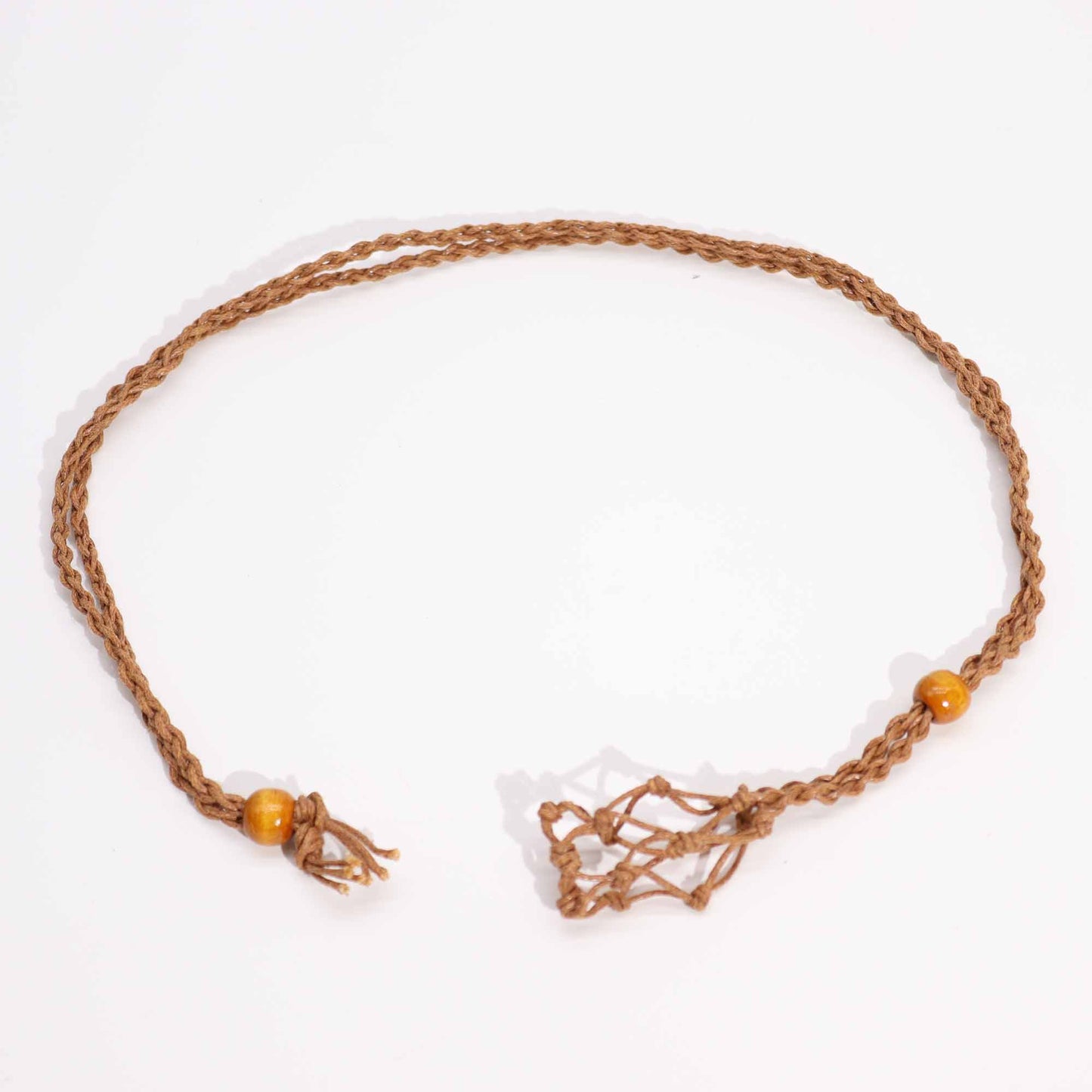 Edelsteen Ketting Macrame - Bruin