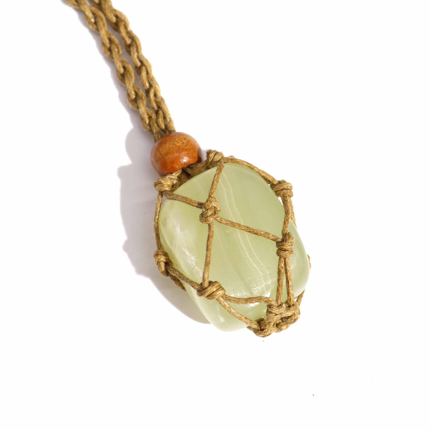 Edelsteen Ketting Macrame - Zand
