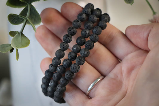 Kogelarmband Lavasteen