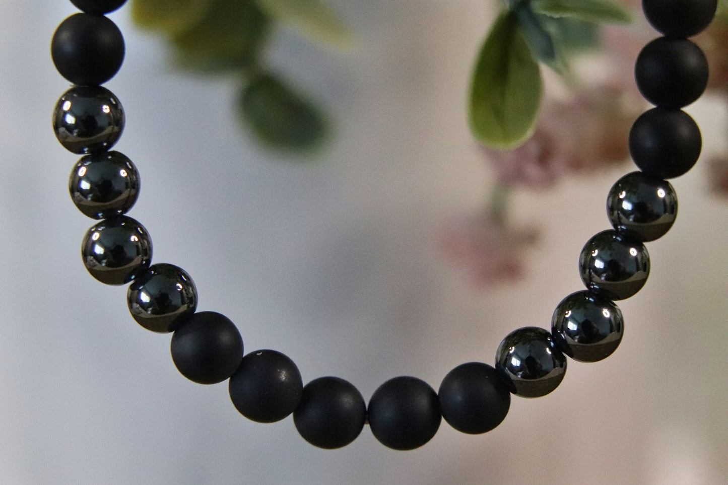 Kogelarmband Hematiet Vulkaansteen