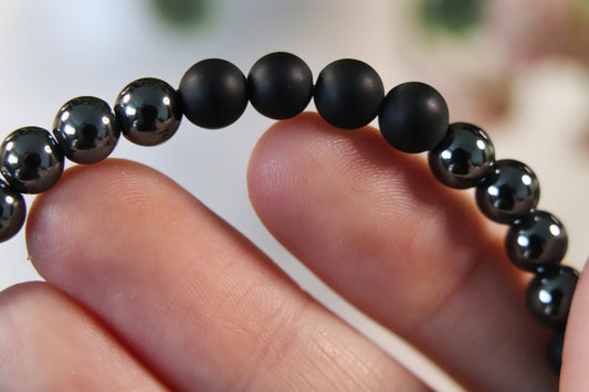 Kogelarmband Hematiet Vulkaansteen