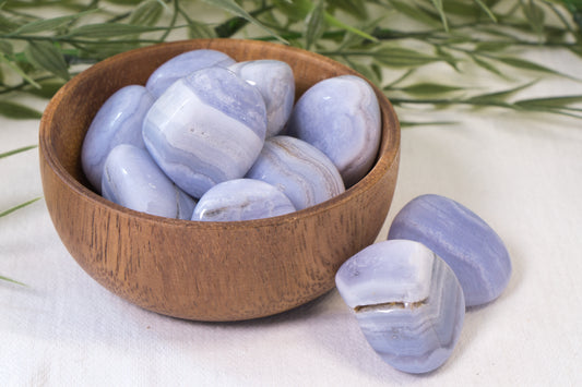 Blauwe Chalcedoon Trommelsteen