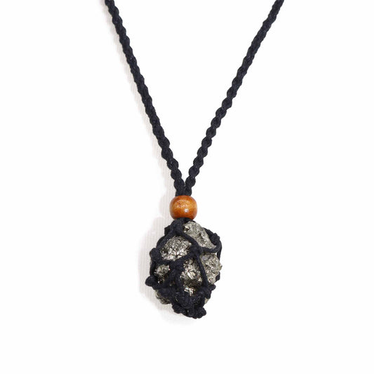 Edelsteen Ketting Macrame - Zwart