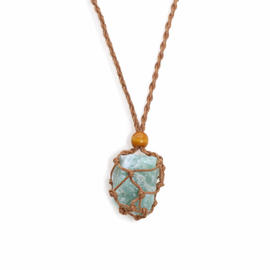 Edelsteen Ketting Macrame - Bruin