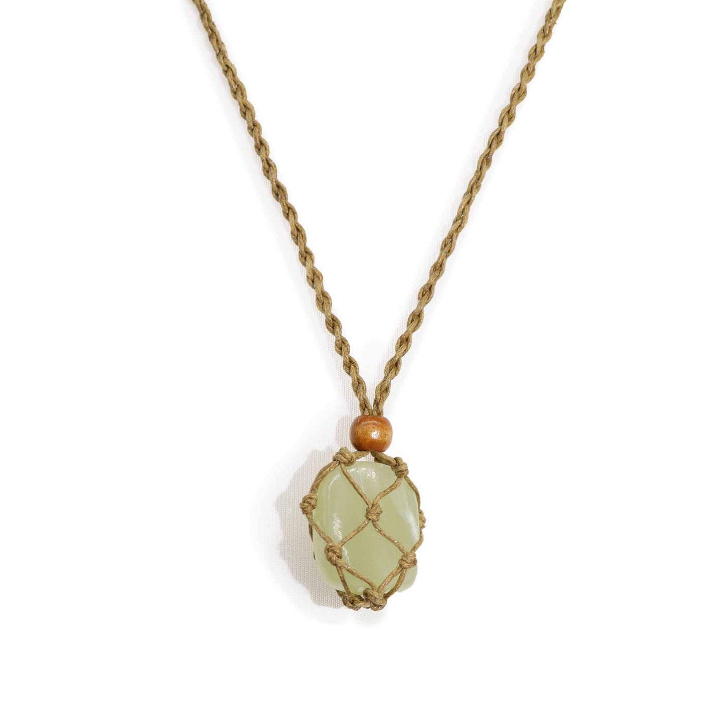 Edelsteen Ketting Macrame - Zand
