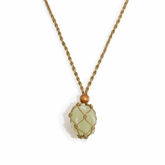 Edelsteen Ketting Macrame - Zand