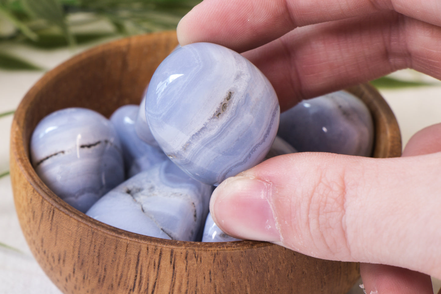 Blauwe Chalcedoon Trommelsteen